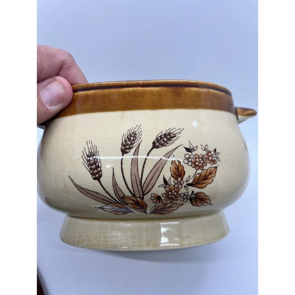 Vintage Oven Proof Country Wheat Gravy Tureen with Lid (No Ladel)